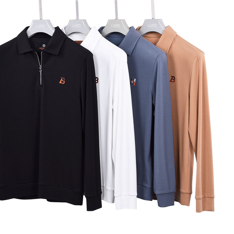 Disesuaikan Anti-Pilling Elastisitas Tinggi 100% Katun Plain Long Sleeve T-Shirt untuk Pria