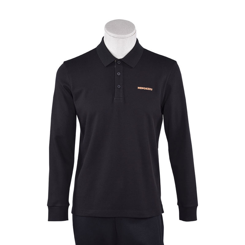 Kaos Polo lengan panjang pria Campuran Spandex Katun Ramah Kulit dengan Logo Disesuaikan