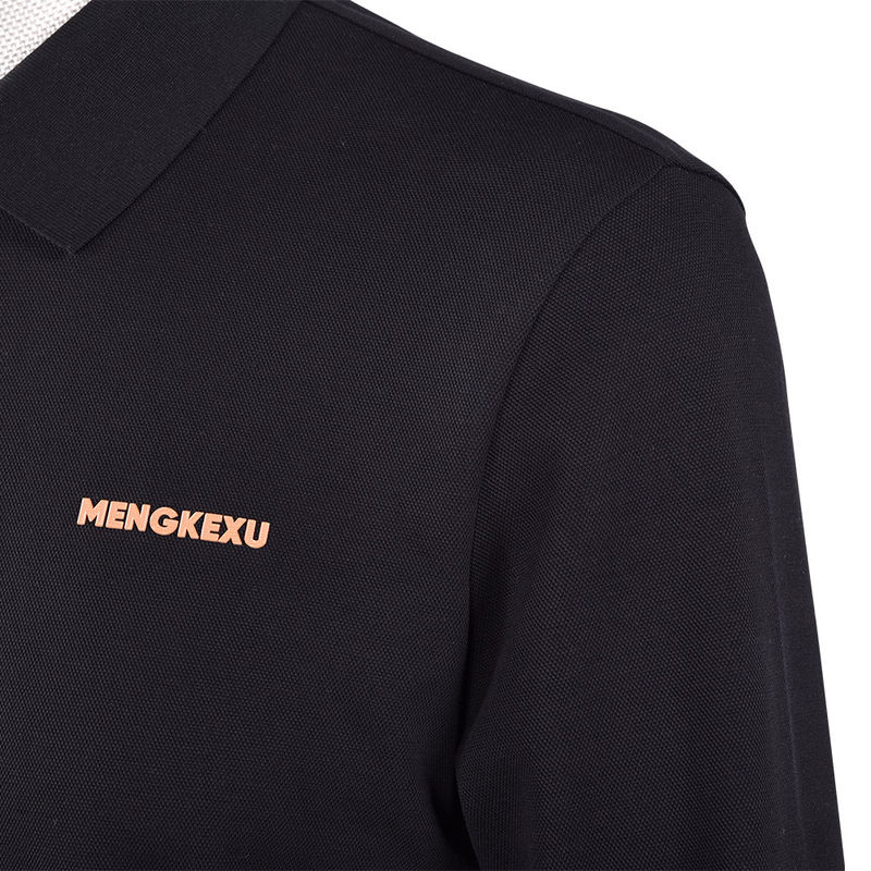 Kaos Polo lengan panjang pria Campuran Spandex Katun Ramah Kulit dengan Logo Disesuaikan