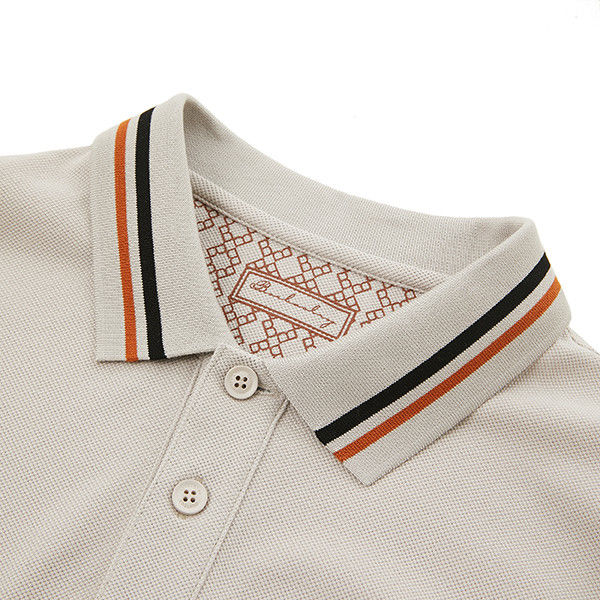 T-Shirt Polo Bergaris Fitting Biasa cepat kering Odm Dengan Logo Custom Kain Rajutan