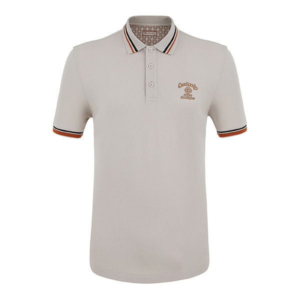 T-Shirt Polo Bergaris Fitting Biasa cepat kering Odm Dengan Logo Custom Kain Rajutan