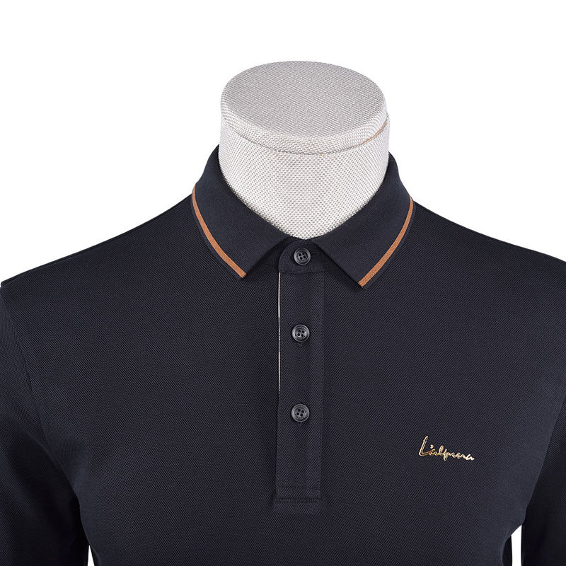 Kaos Polo katun cepat kering pria dengan kerah berdiri dan cetakan hijau