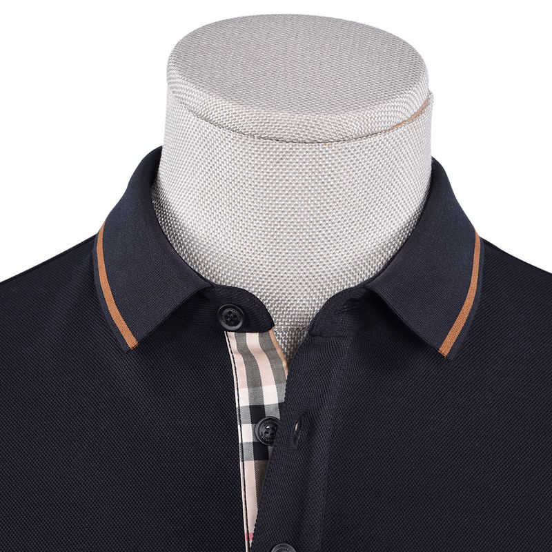 Kaos Polo katun cepat kering pria dengan kerah berdiri dan cetakan hijau