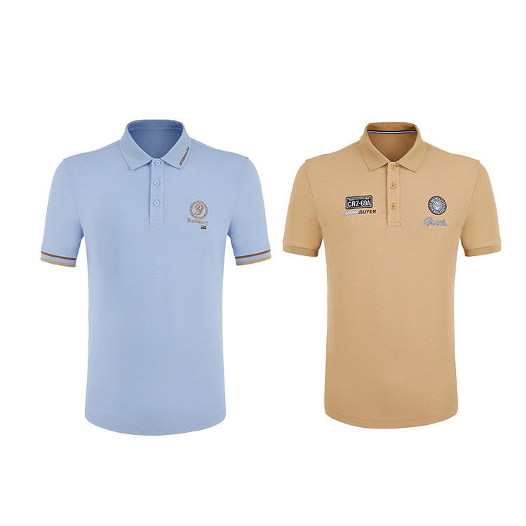 Casual Style Short Sleeve Polo T-Shirt dengan Pola Khusus dan Desain Bernafas