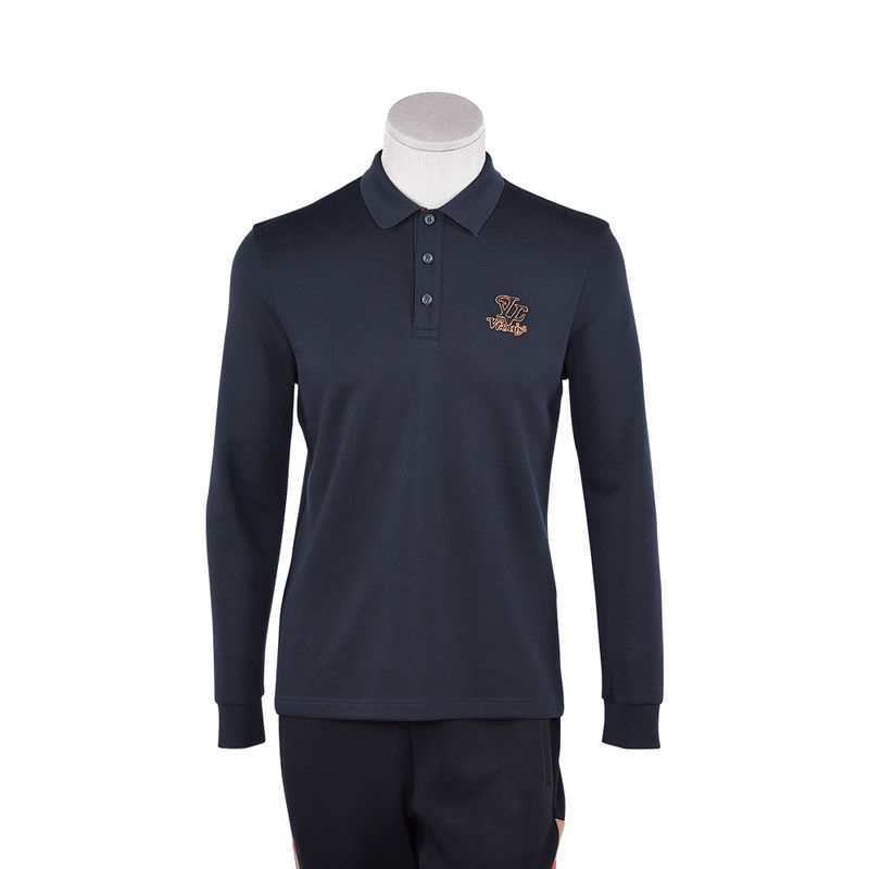 Kaos polo lengan panjang pria modis dengan kerah kaos bisnis dan logo khusus