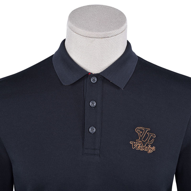 Kaos polo lengan panjang pria modis dengan kerah kaos bisnis dan logo khusus