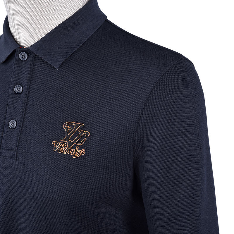 Kaos polo lengan panjang pria modis dengan kerah kaos bisnis dan logo khusus