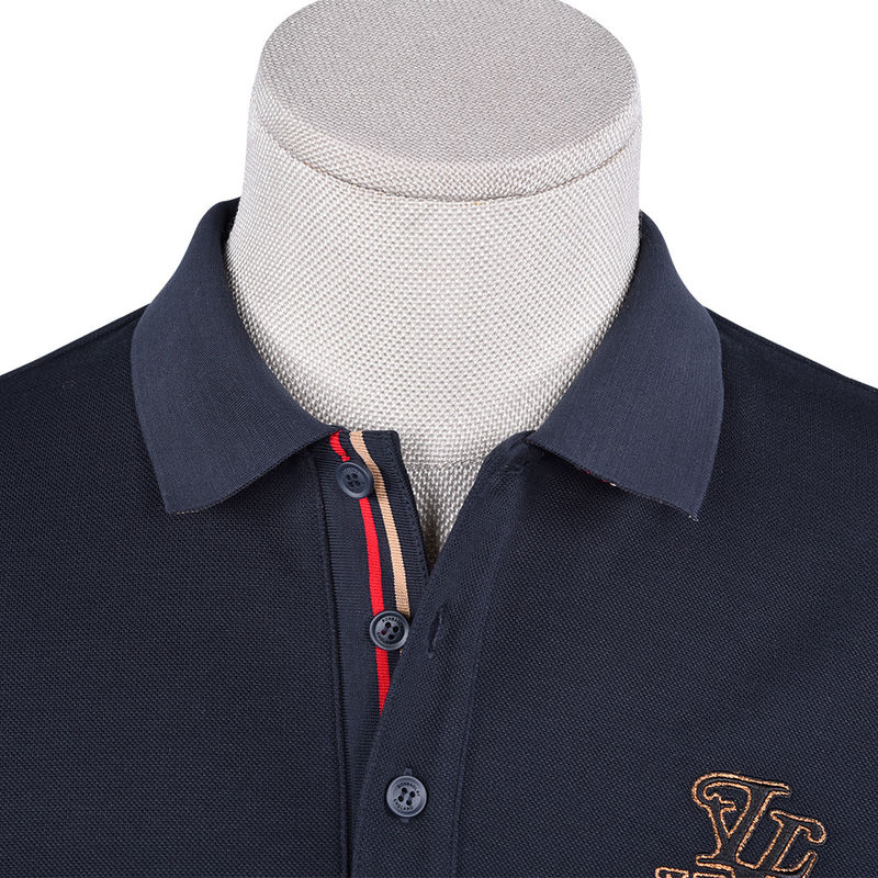 Kaos polo lengan panjang pria modis dengan kerah kaos bisnis dan logo khusus