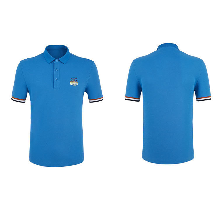 Short Sleeve Cotton Men's Polo Shirt Anti Pilling Dengan Warna Logo Khusus