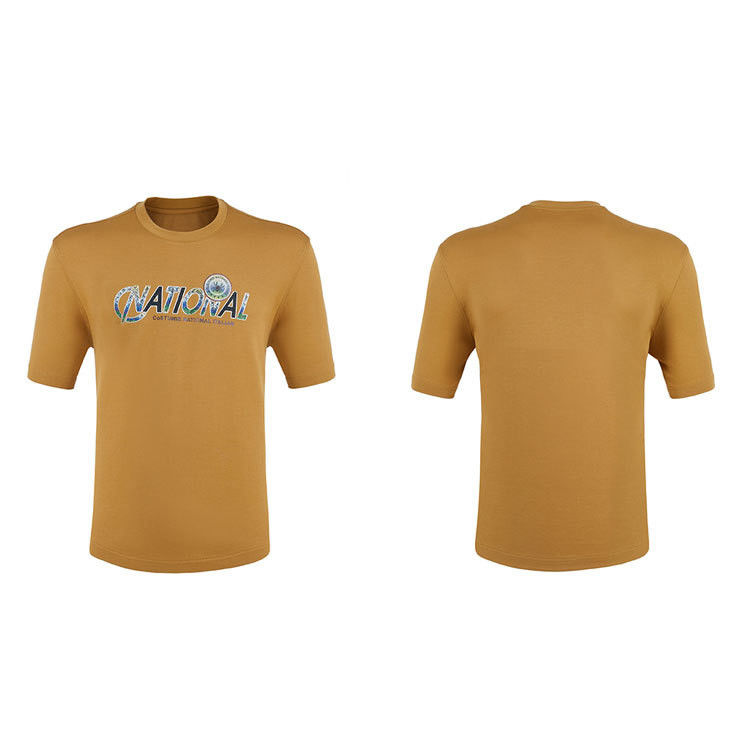 T-shirt pria pendek dengan cetakan layar puff kain rajutan polos