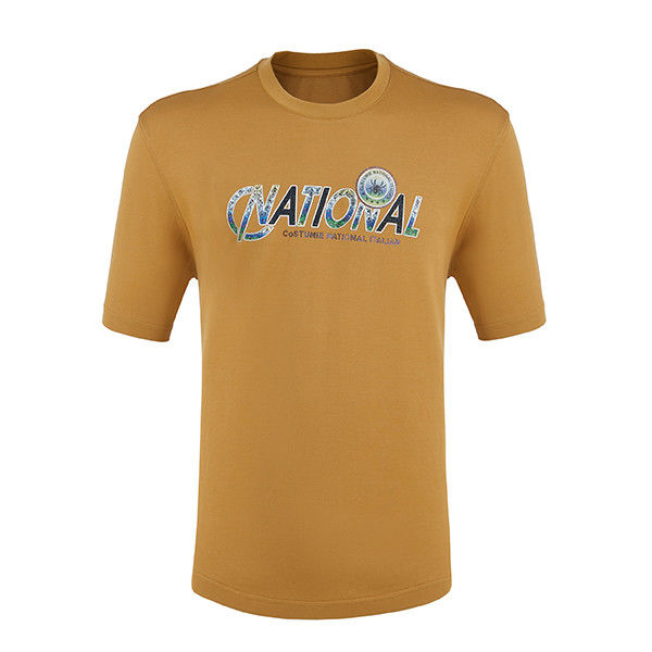 T-shirt pria pendek dengan cetakan layar puff kain rajutan polos