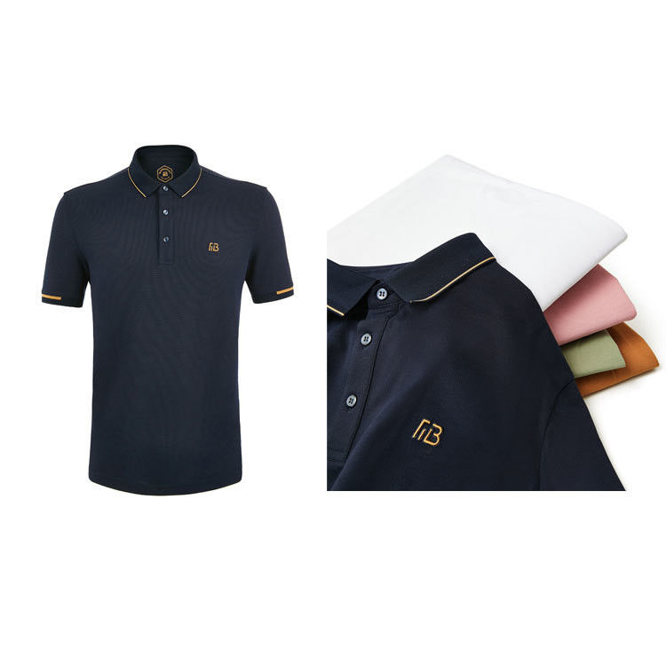 T-shirt polos pria 100% kain katun dengan kerah leher polo dan cetakan hijau