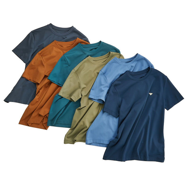 Logo yang dapat disesuaikan T-Shirt Pria Pendek 100% Katun Polo Tee Tanpa Label O-Neck Classic Shirt
