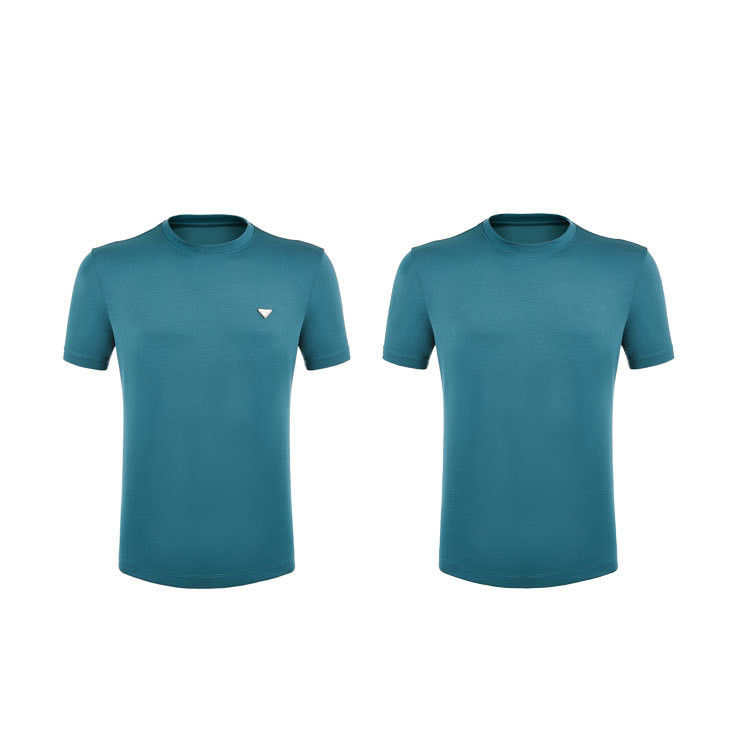 Logo yang dapat disesuaikan T-Shirt Pria Pendek 100% Katun Polo Tee Tanpa Label O-Neck Classic Shirt