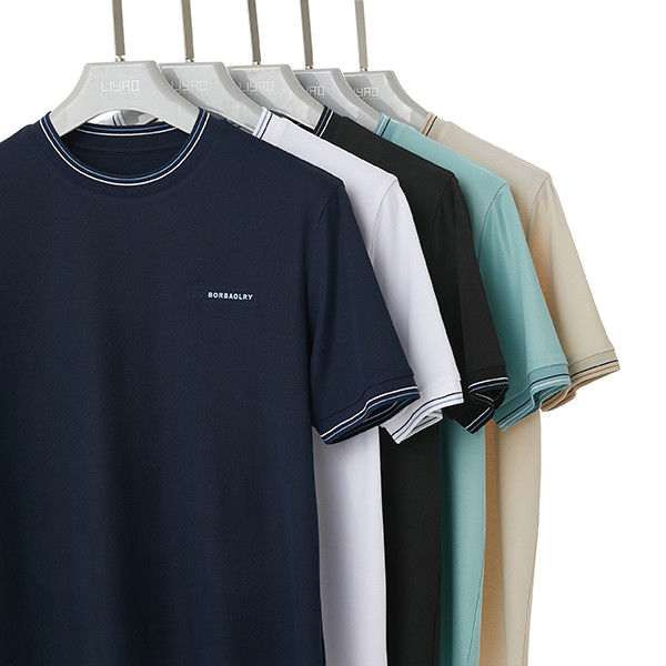 Kaos Polo Kain yang Disesuaikan 170-210Gram Kaos T-Shirt Pengetikan Kering Cepat untuk Pria