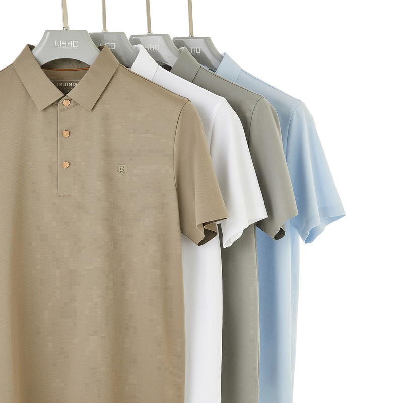 100% Baju polos lengan panjang kaos polo pria dengan logo khusus dan penutupan tombol