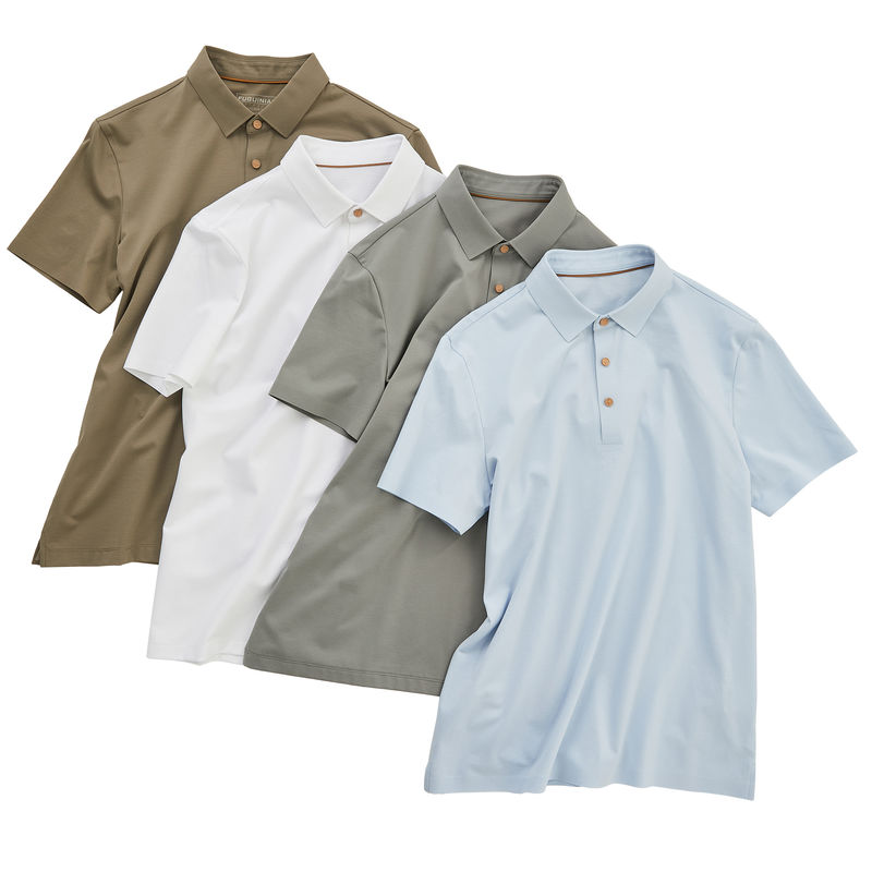 100% Baju polos lengan panjang kaos polo pria dengan logo khusus dan penutupan tombol
