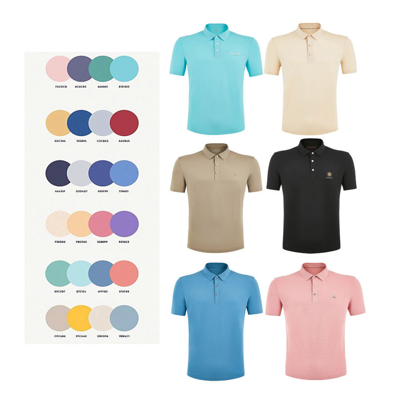 100% Baju polos lengan panjang kaos polo pria dengan logo khusus dan penutupan tombol