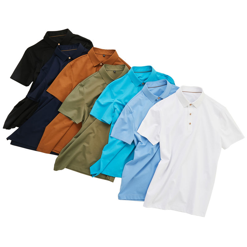 Logo bordir khusus tanpa jahitan Kaos Polo Pria 100% Kaos T katun Polo ODM Pria