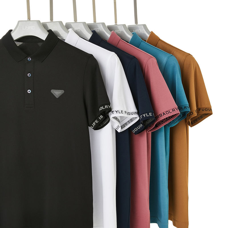 Logo Polo Shirt Custom lengan pendek Hitam Dan Putih Customized Warna Polo T-Shirt Pria