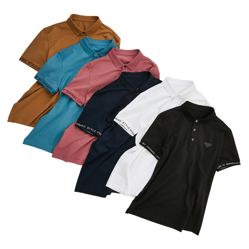 Logo Polo Shirt Custom lengan pendek Hitam Dan Putih Customized Warna Polo T-Shirt Pria
