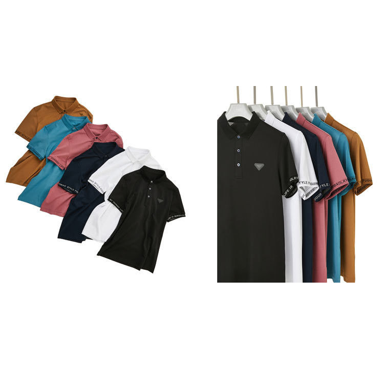 Logo Polo Shirt Custom lengan pendek Hitam Dan Putih Customized Warna Polo T-Shirt Pria