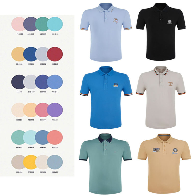 T-shirt olahraga bernafas yang dapat disesuaikan lengan pendek kaos polo pria 170-210 gram