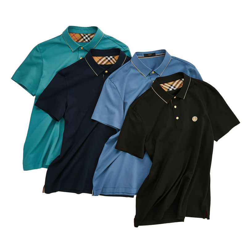 Kaos lengan pendek pria Black Polo dengan cetakan logo khusus dan kain bernapas
