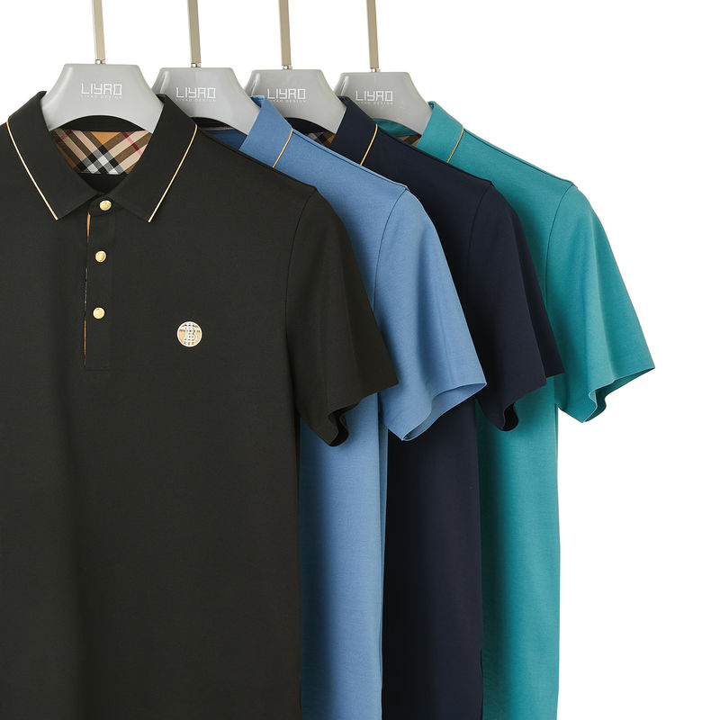 Kaos polo lengan pendek ukuran besar untuk pria Anak-anak Kain rajutan Musim semi Musim panas Musim gugur