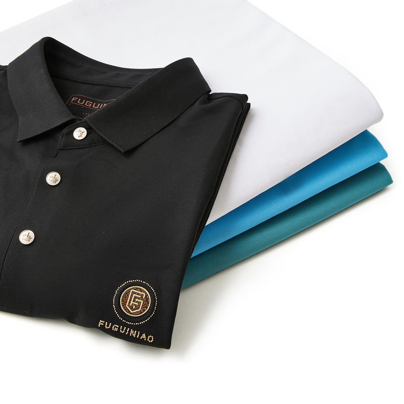 Cetakan Hijau 170-210 Gram Kaos Polo Pria Custom Kaos Polo 100% Katun untuk Musim Panas