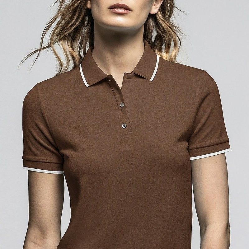 Knitted Short Sleeve Women'S Polo Shirts Warna Biasa Anti Kerutan OEM ODM