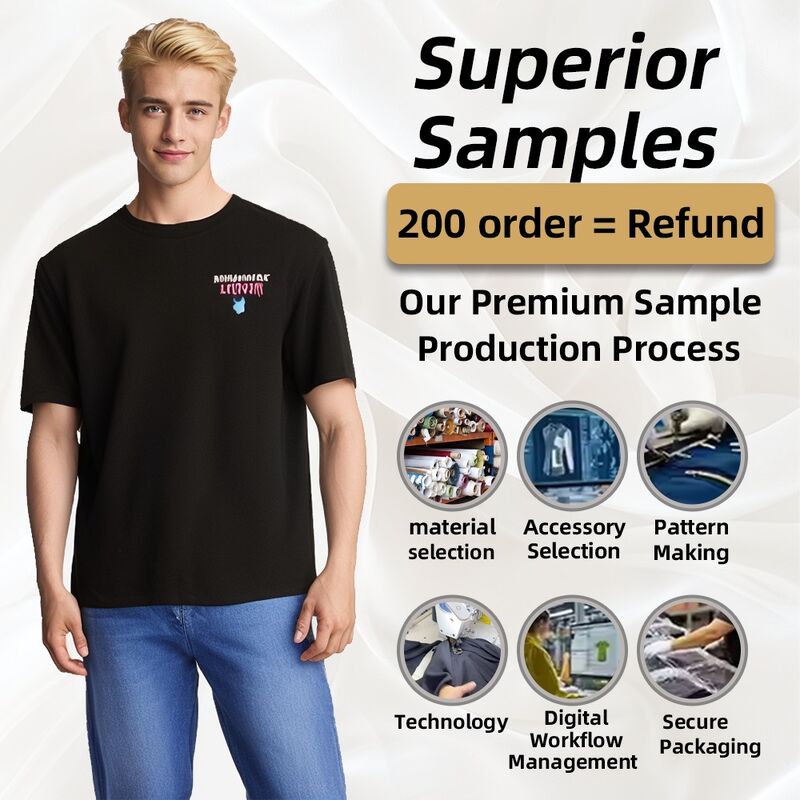 Penjualan Panas Pabrik Kustomisasi Logo Bordir Cetak Berat Drop-bahu Kaos Hitam Putih untuk Pria