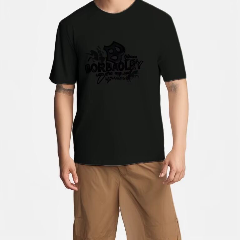 180g Kemeja Stok Cetak Musim Panas 100% Katun Pas Klasik Kaos Ukuran Plus Kemeja Pria