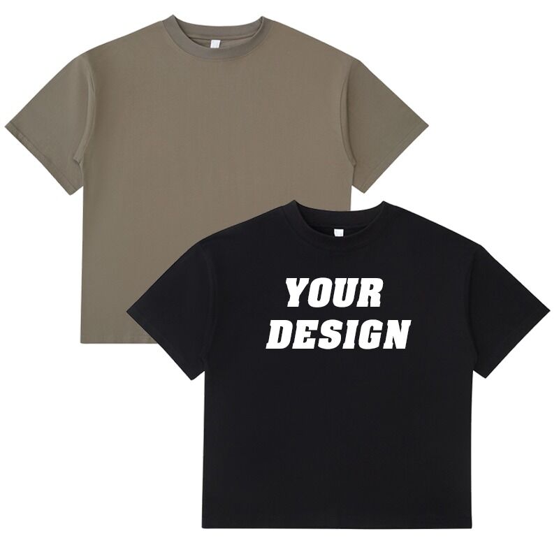 Kaos Polos Grosir Drop Shoulder Logo Kustom Kaos Pria Fit Boxy Kualitas Tinggi Pra-susut 100% Kaos Katun Berat