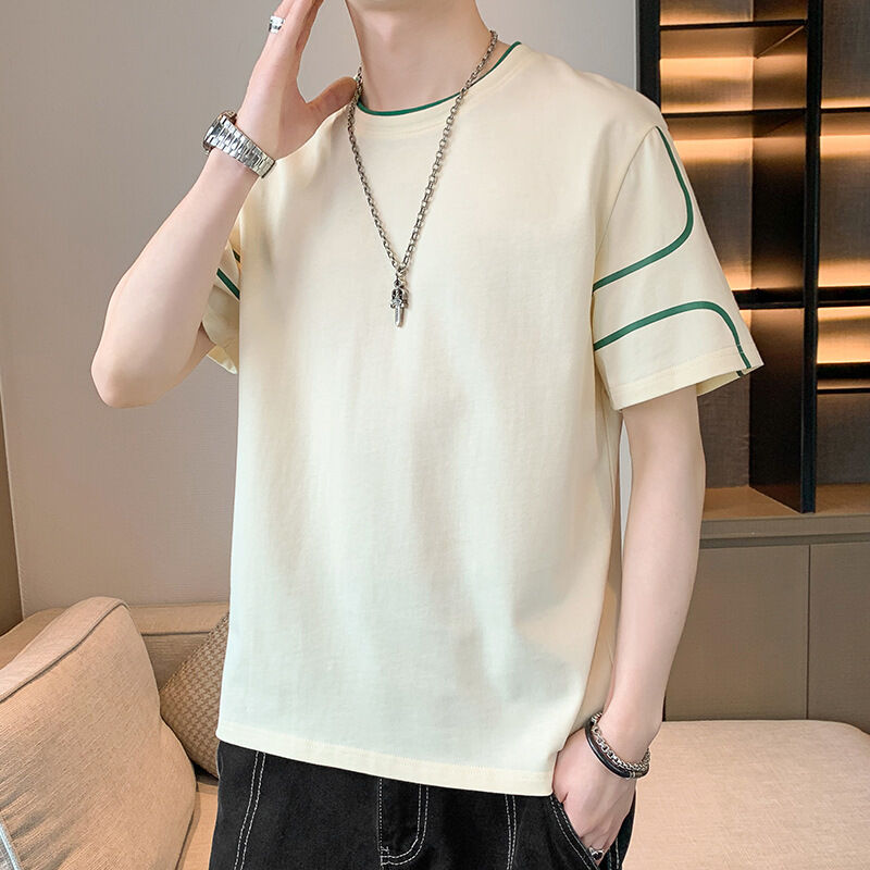 Kaos Lengan Pendek Bordir Logo Kustom OEM Desain Cetak untuk Pria Atasan Longgar Lengan Setengah Musim Panas