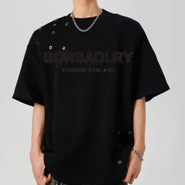 OEM Hitam T-Shirt Ukuran Besar Pria Graphic Acid Wash Vintage Custom T-Shirt Dtg Grosir Cuci T-Shirt Berat Tshirt