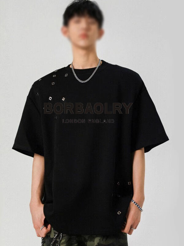 OEM Hitam T-Shirt Ukuran Besar Pria Graphic Acid Wash Vintage Custom T-Shirt Dtg Grosir Cuci T-Shirt Berat Tshirt