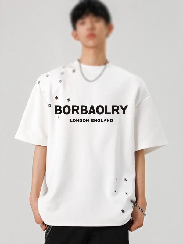 OEM Hitam T-Shirt Ukuran Besar Pria Graphic Acid Wash Vintage Custom T-Shirt Dtg Grosir Cuci T-Shirt Berat Tshirt