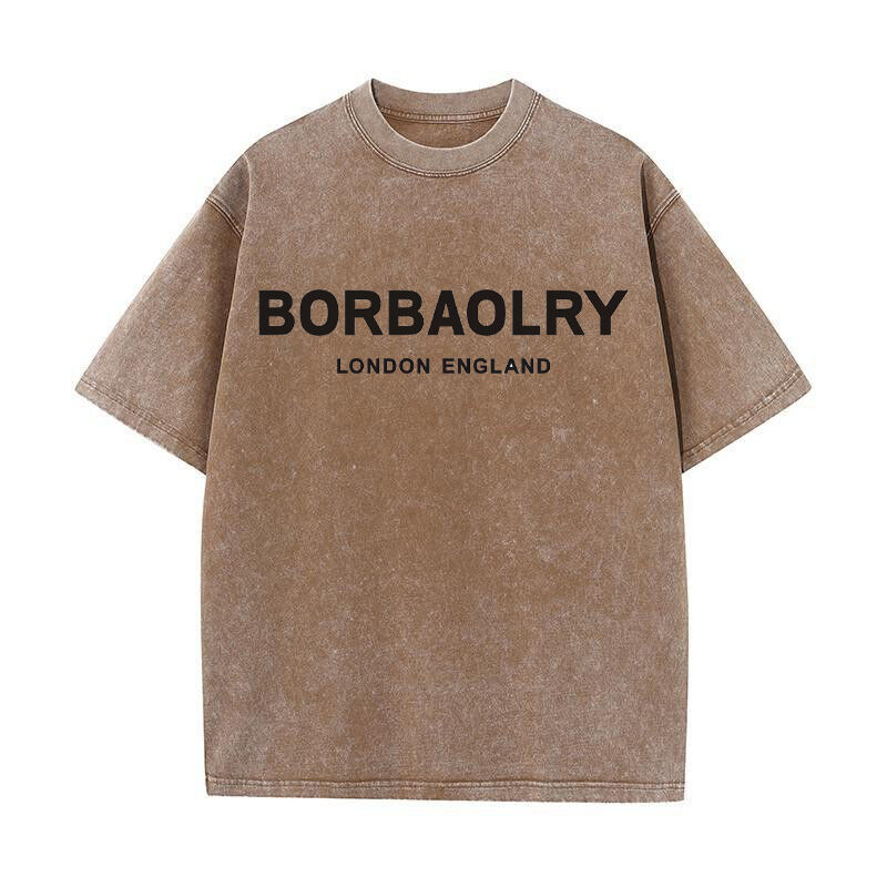 Custom Boxy Heavyweight 280g Pullover tebal laki-laki Vintage Distress Acid Wash Tshirt kaos t