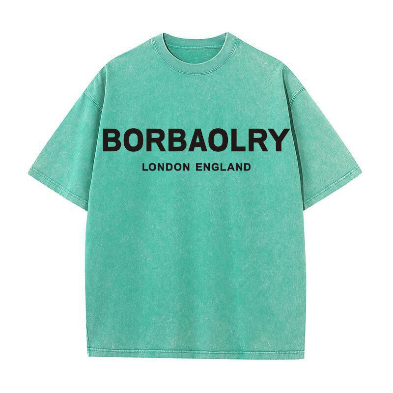 Custom Boxy Heavyweight 280g Pullover tebal laki-laki Vintage Distress Acid Wash Tshirt kaos t