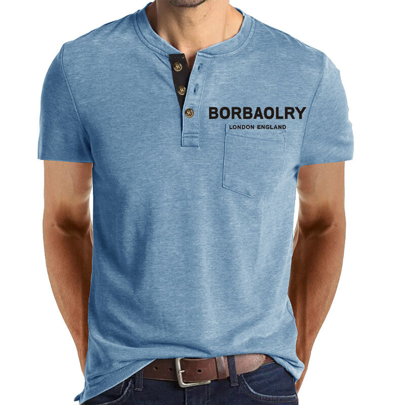 Jual Hot T-Shirt lengan pendek Kausal T-Shirt kapas kustomisasi cepat kering 3 tombol T-Shirt untuk pria