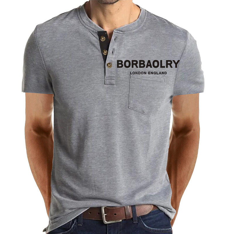 Jual Hot T-Shirt lengan pendek Kausal T-Shirt kapas kustomisasi cepat kering 3 tombol T-Shirt untuk pria