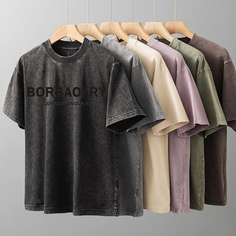 Kustom LOGO Katun Kualitas Terbaik Acid Wash T-shirt Oversized Retro Mineral Digital Printing Heavyweight Vintage t Shirt