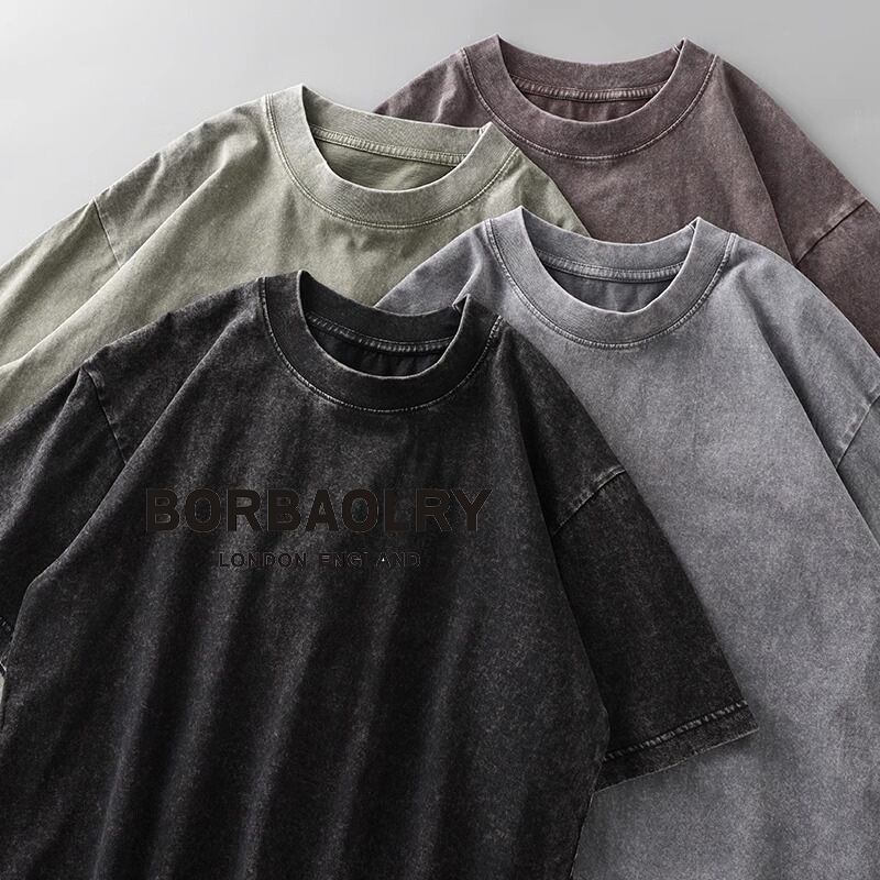 Kustom LOGO Katun Kualitas Terbaik Acid Wash T-shirt Oversized Retro Mineral Digital Printing Heavyweight Vintage t Shirt