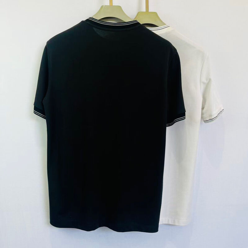 Kemeja Polo Logo Pria - Bordir | Saku Dada Hitam dengan Trim Putih & Desain Monogram Trendi Kemeja Polo Pique Pria