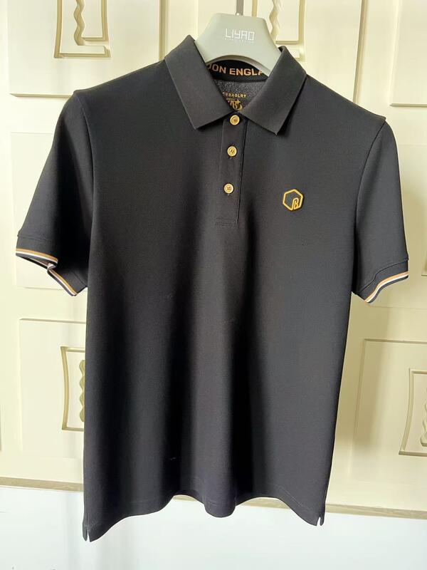 Premium Pria Polo Kaos Klasik Collar Berwarna-warni Rentang yang indah Rincian Tekstur Silikon Logo Kualitas Tinggi Pria Polo T-shirt