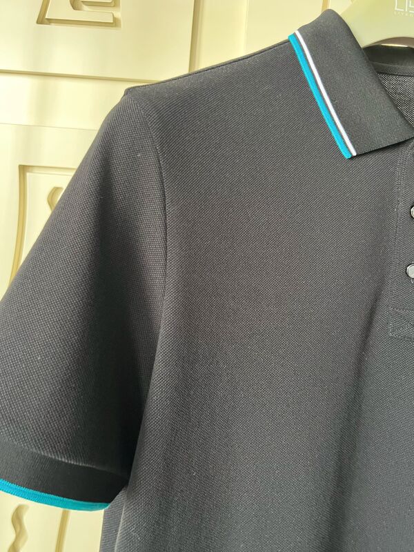 Kemeja Polo Pria dengan Aksen Kontras & Desain Bertekstur 100% Katun Piqué Kualitas Tinggi Pabrik Kaos Kemeja Polo Pria