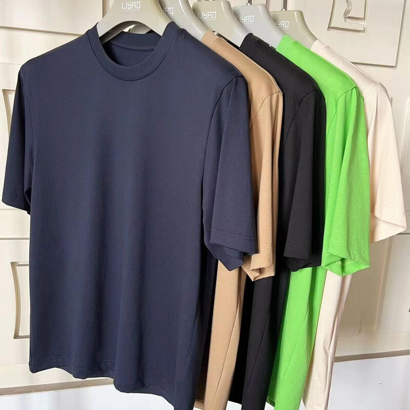 Pria Solid Color Cotton Crew Neck Short - Sleeve Cotton T-Shirt pabrik ODM Pria T-Shirt lengan pendek