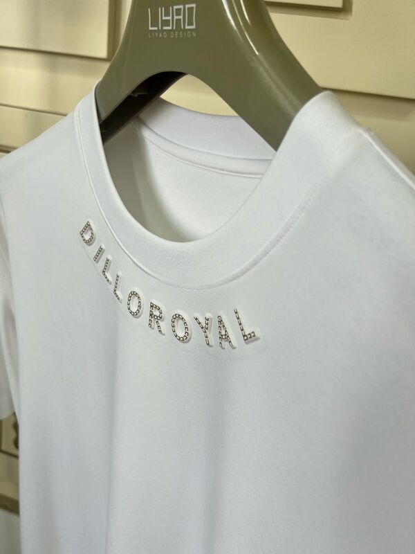 Crew Neck T-Shirt Rhinestone Logo & Desain Grafis Jersey Pria T-Shirt OEM / ODM Manufaktur