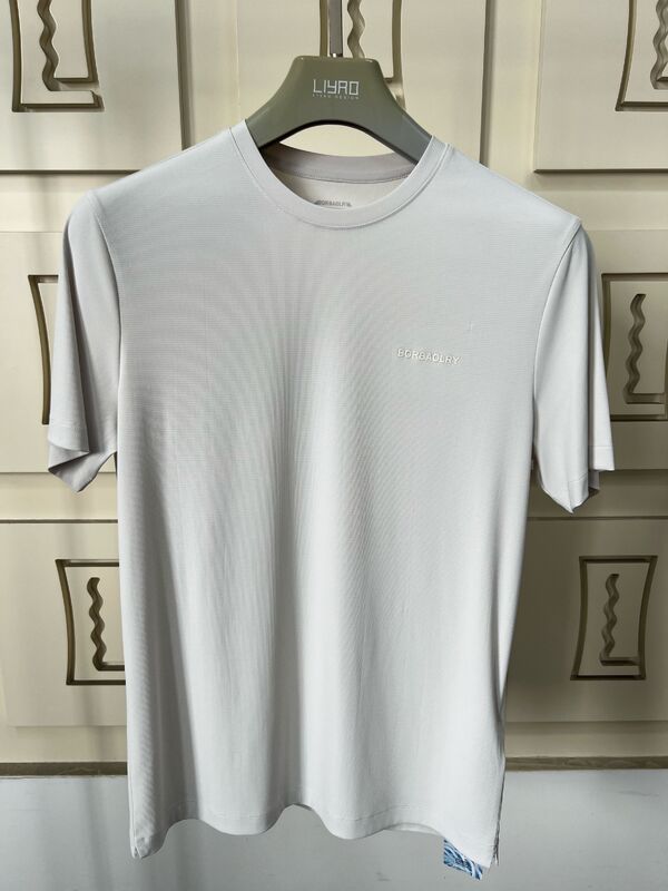 Atasan & Celana Pendek Lengan Pendek Olahraga Pria Abu-abu Muda, Kaos Pria yang Nyaman & Bernapas